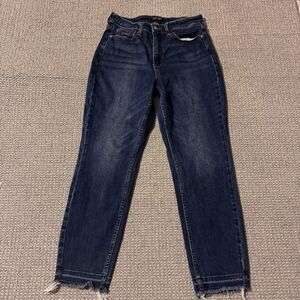 Judy Blue Jeans Womens 9 29 Blue Slim Fit Distressed Frayed Hem High Rise Denim